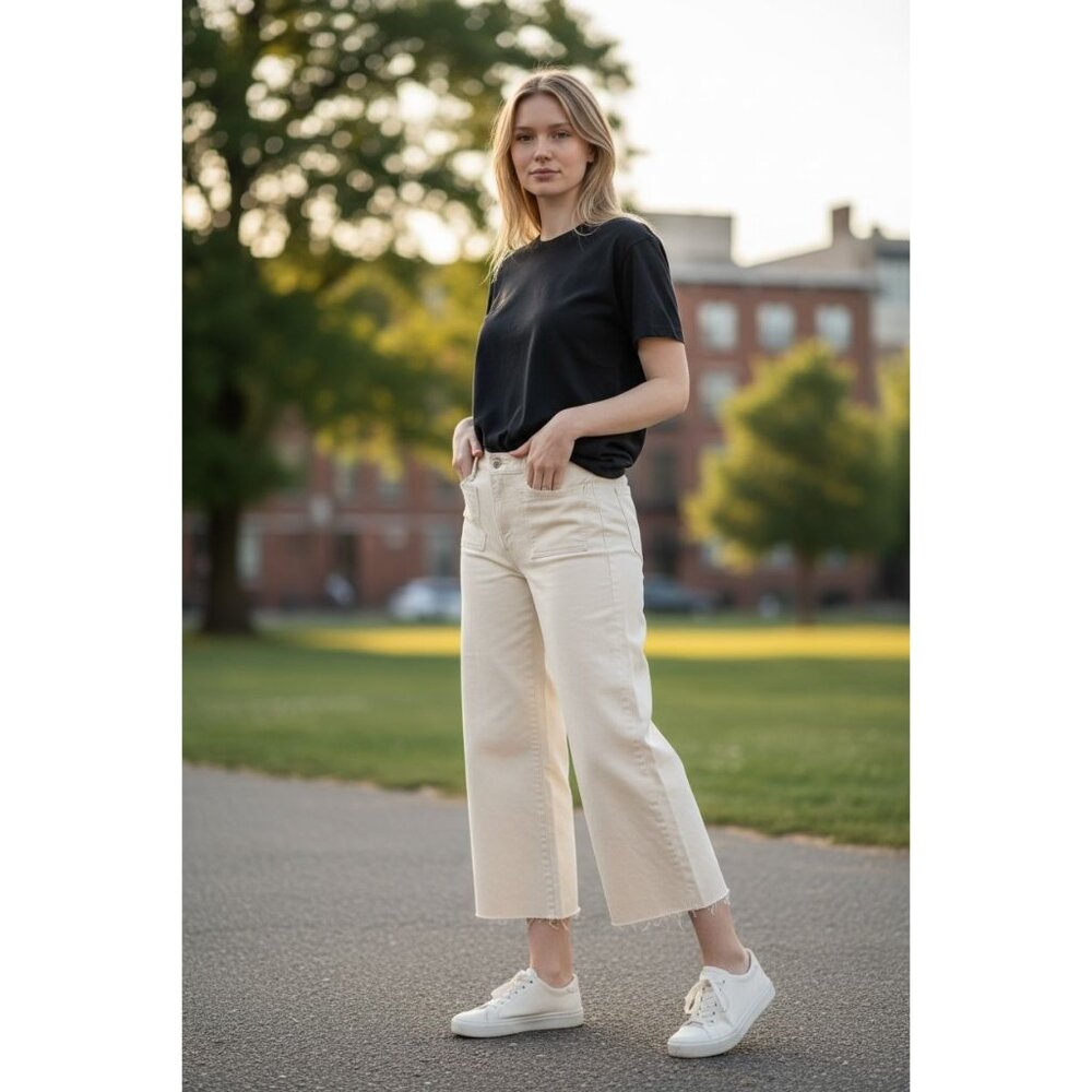 NEW Madewell Perfect Vintage Wide Leg Jeans High Rise Off-White 33 Womens NM699